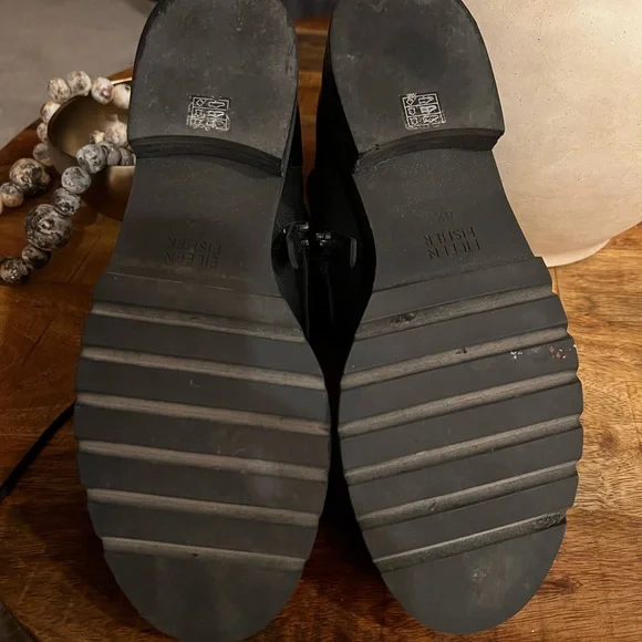 Eileen Fisher Black Leather Combat Boots - Picture 5 of 12